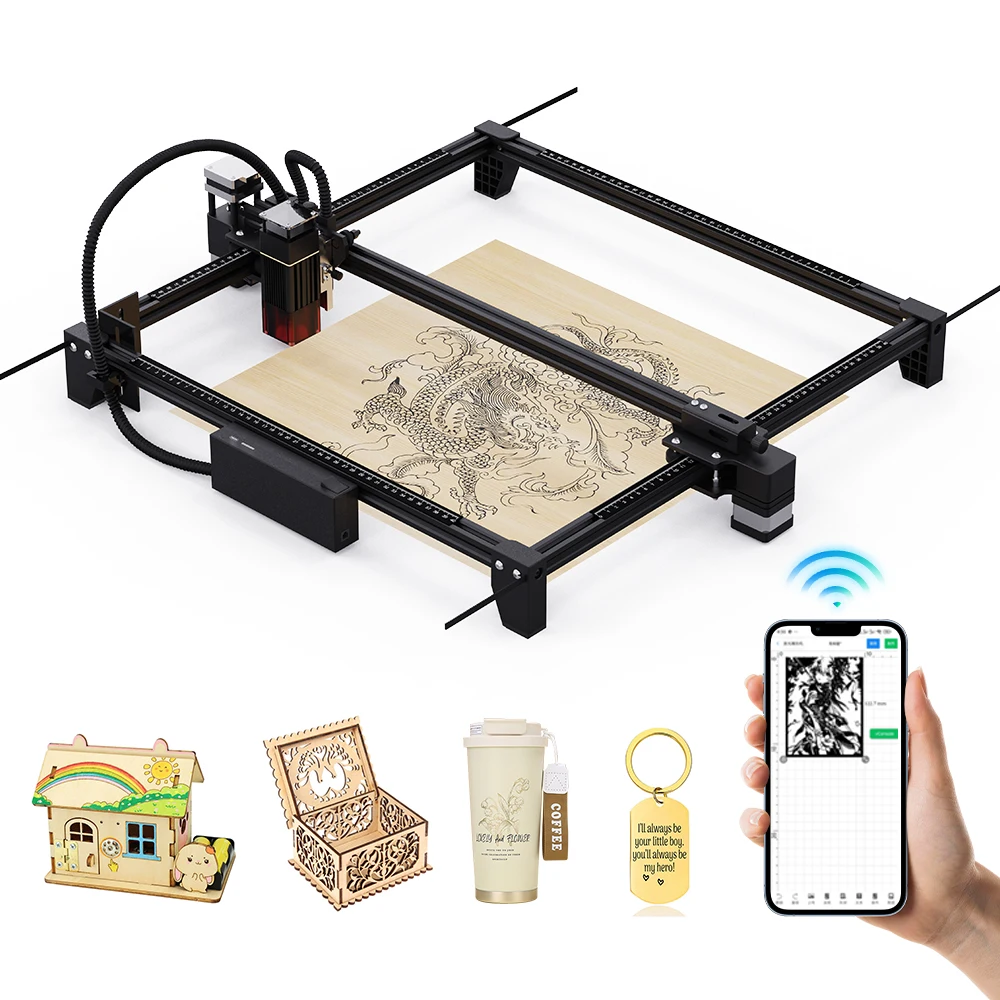

Mini Portable Automatic Laser Engraver Machine for Acrylic Glass Wood Fabric Jewelry Engraving Cutting for Paper and Rubber