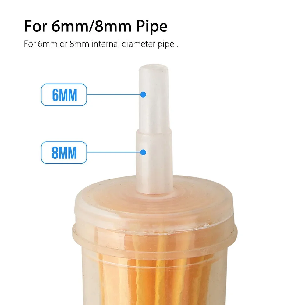 10pcs Inline Fuel Filter With Transparent Shell For 6mm Or 8mm Fuel Line Diameter Fits Lawn Mower Garden Tractor Motorcycle RV