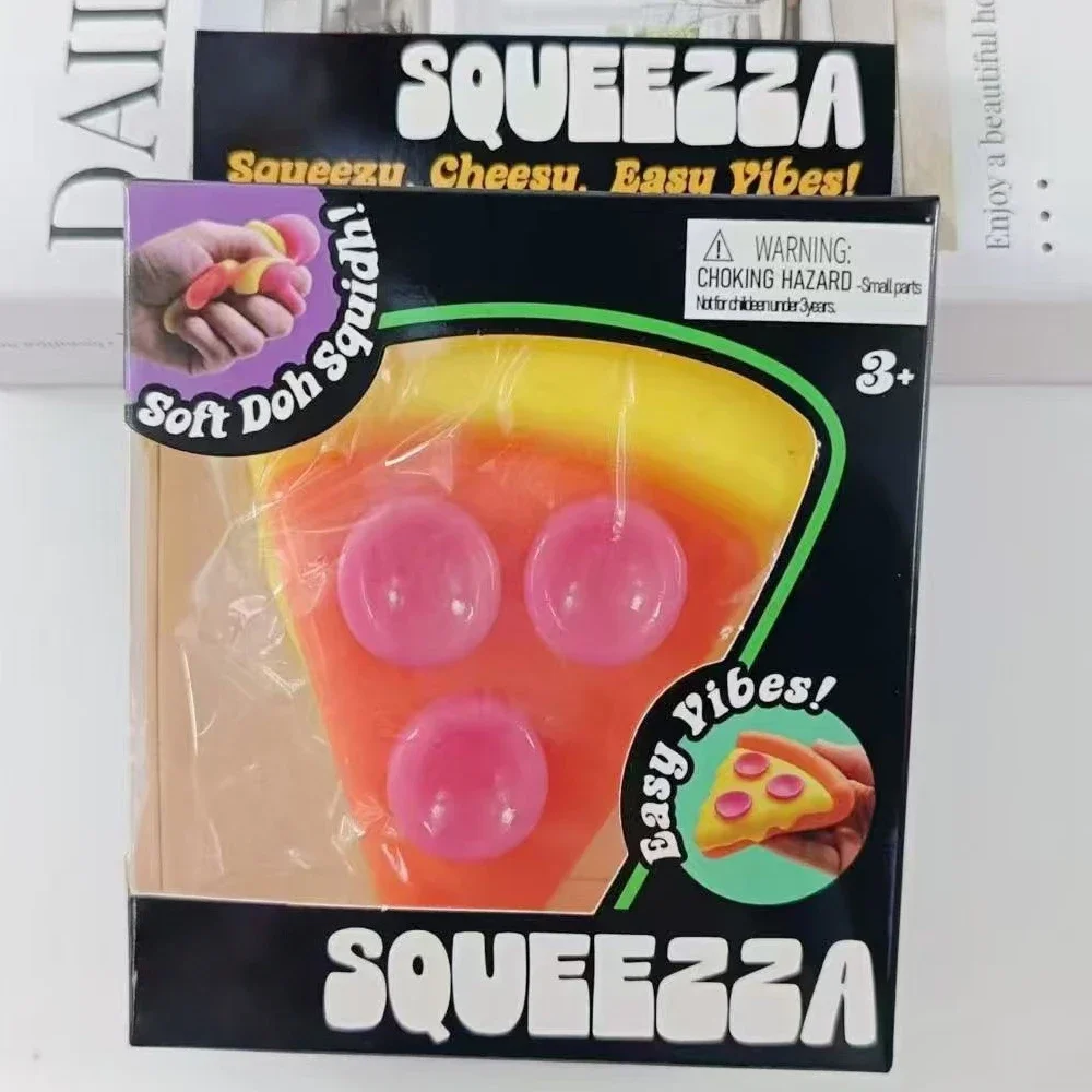 Pizza Sensory Fidget Cube Fun Gift Stress Relief Squishy Cube Anti-Anxiety Squeeze Object For Focus ADHD Population
