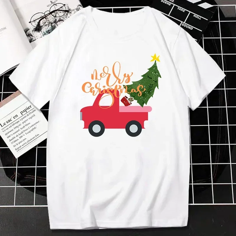 Hermosa moda retro Navidad muñeco de nieve pelota de nieve lucha hombres y mujeres camiseta cuello suelto ropa casual vacaciones de Navidad