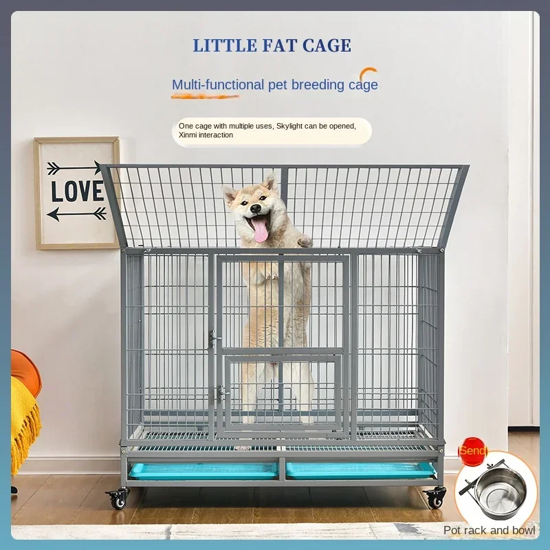 Dog Cage Large Retriever Labrador Indoor and Outdoor Home Two-door  Folding Small and Medium Dog Cage