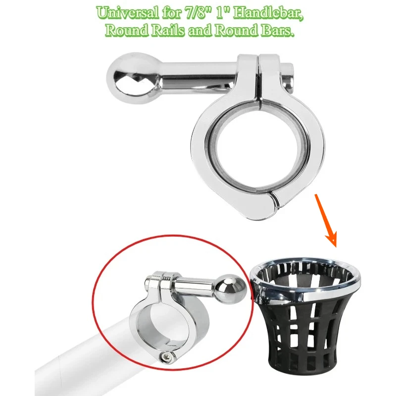 

Handlebar Clamp Mount Base Aluminum Bar Mount with 15mm 0.6'' TPU Ball Universal for 7/8" 1" Handlebar or Round Rails Bars