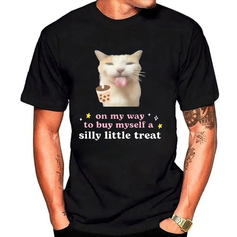 I'm on My Way to Buy a Silly Little Snack Cat T-Shirt,Unisex Short Sleeve,Funny and Cute Kitten Silly Cat Emoji,Emoji Lover Gift