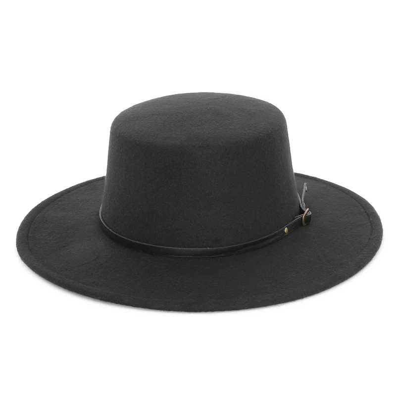

Retro Winter Autumn Women Felt Fedora Hats Belt Buckle Decorated Ladies Boater Hat Flat Brim Church Hats Women Elegant2023