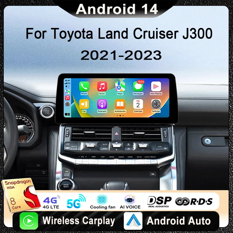 

12.3 inch Screen Car Radio For Toyota Land Cruiser J300 300 2021 - 2023 Multimedia Video Player Navigation GPS wireless Carplay