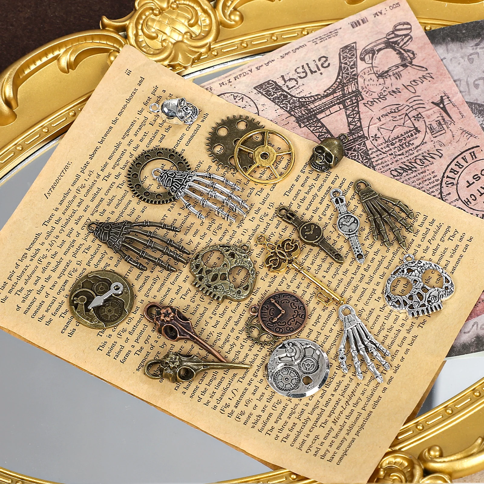 

Винтажные подвески из сплава, старещее перо, дракон, шестерня, пейзажный материал, креативный журнал «сделай сам», коллаж, канцелярские принадлежности для скрапбукинга