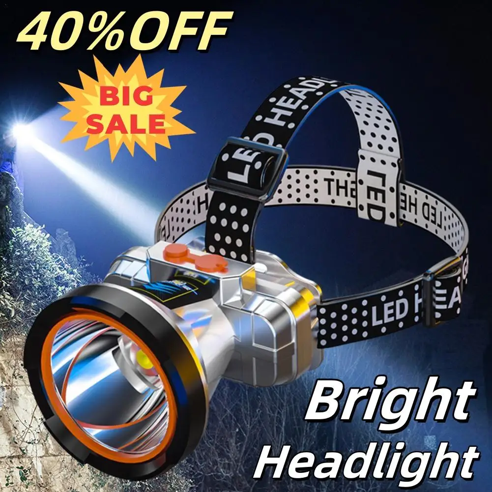 

Strong Light Headlight Miner's Head Mounted Light Bright At Night Long-range USB Waterproof Night Fishing Light Long Endurance