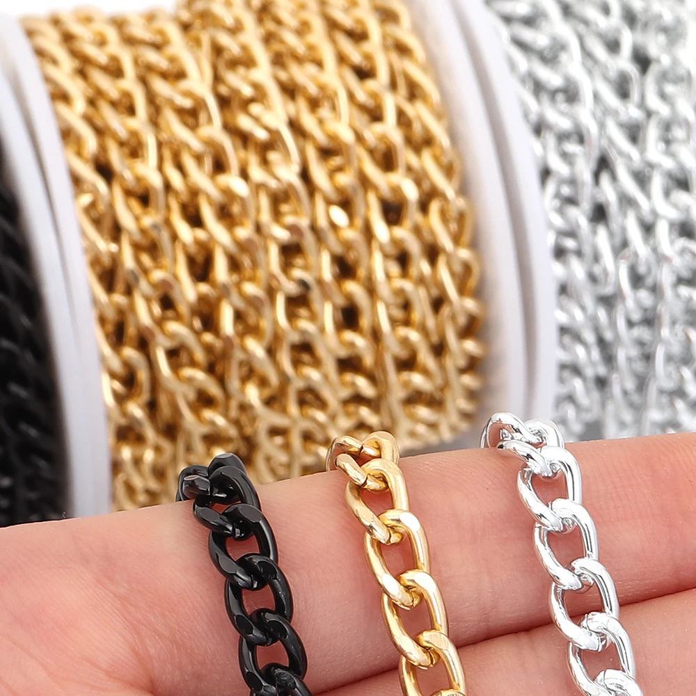 5 Yards/Rolle Aluminiumketten Metall O-förmige Twist-Gliederketten für Schmuckherstellung DIY Halskette Armband Kleidung Tasche Zubehör