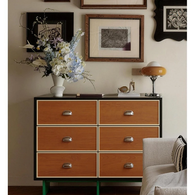 Medieval nine-chest cabinet retro side cabinet bedroom living room locker drawer