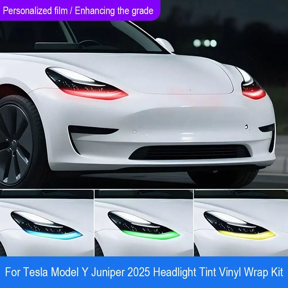 

For Tesla Y Headlight Tint Vinyl Wrap Kit - DRL Daytime Change Running Sticker Light Decorative Film, Modification Color Q5W3