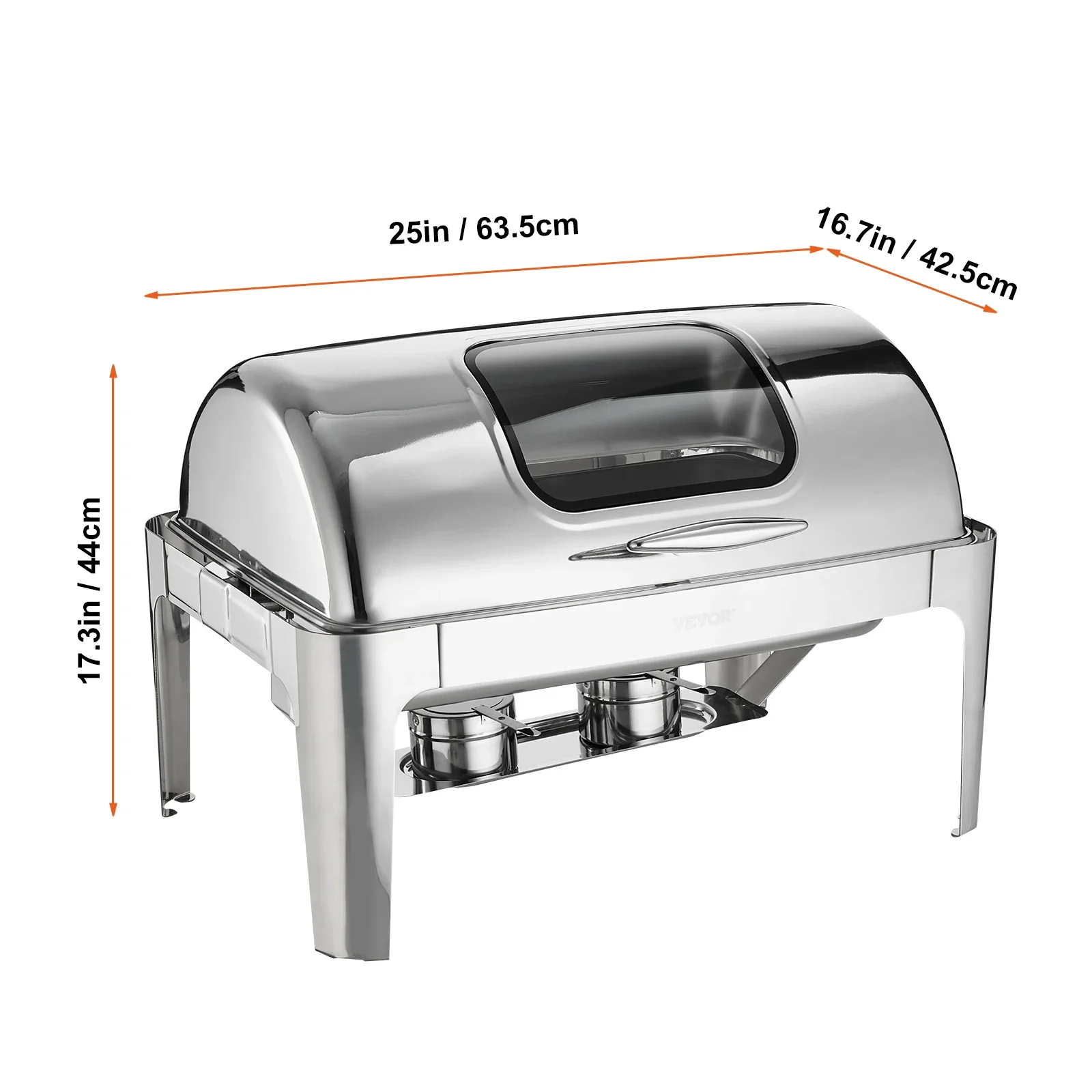 9QT Roll-top Chafing Dish Buffet Set Stainless Steel Chafer w/2 Half Pans Rectangle Catering Warmer w/Lid Fuel Holder