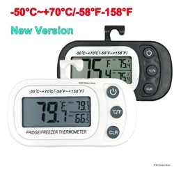 Digital Freezer Room Thermometer Large LCD Waterproof Refrigerator Thermometer Magnetic Back& Hook for Kitchen Home Restaurant
