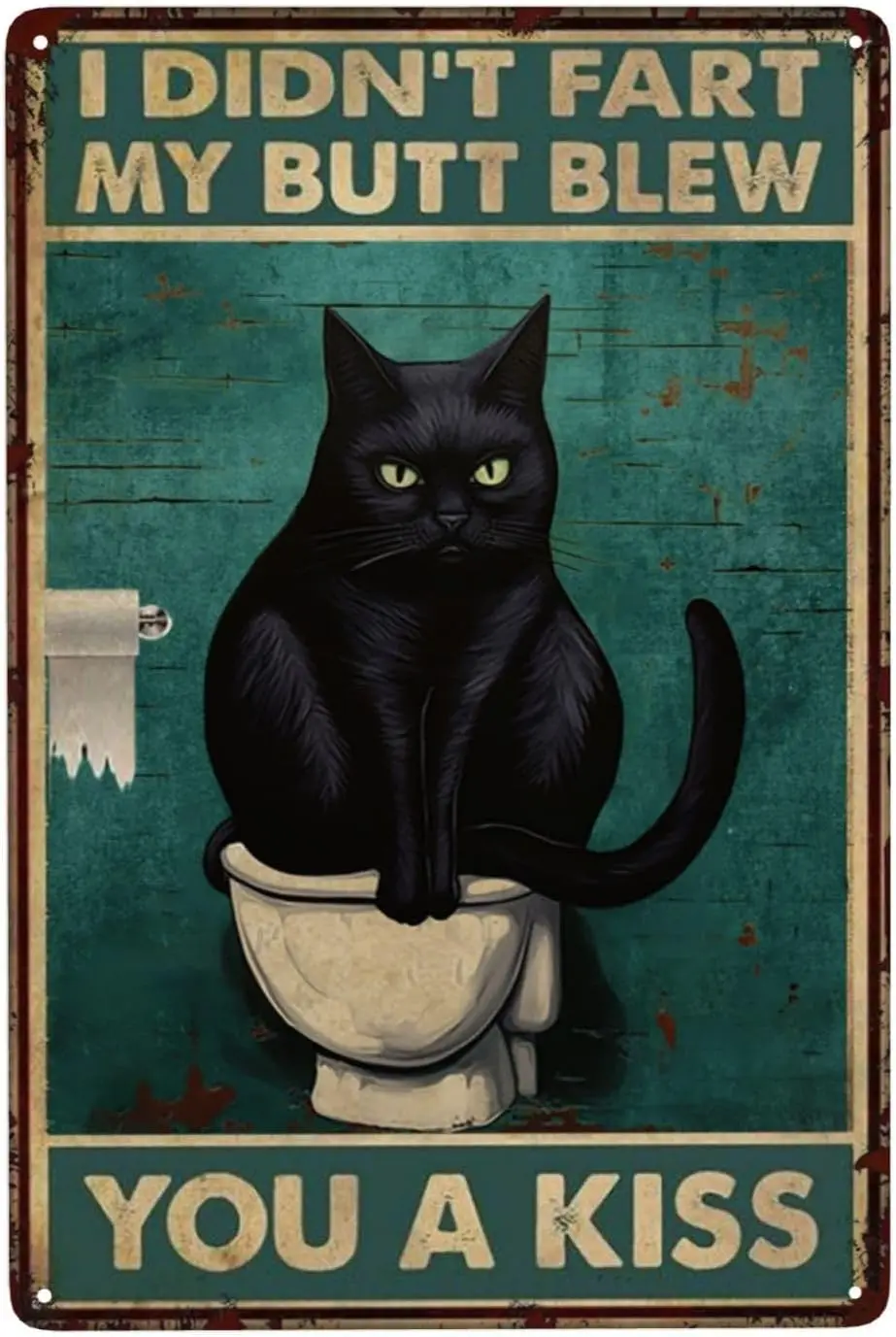 Funny Bathroom Signs Decor Cat Signs Cat Wall Decor Cat Art Gifts for Cat Lovers, I DidnT Fart My Butt Blew You A Kiss Signs, Vi