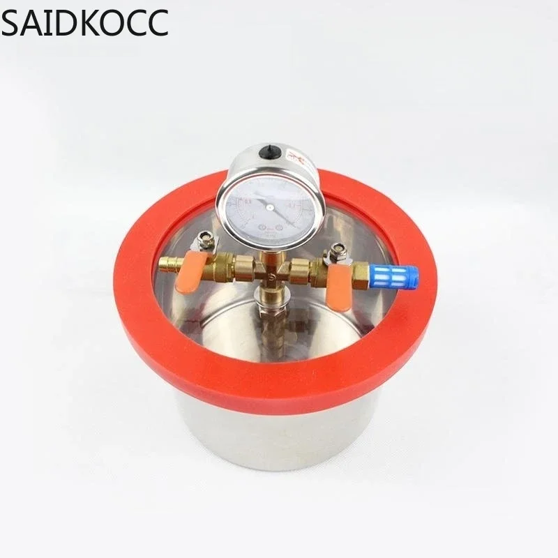 3L Stainless Steel Vacuum Degassing Chamber 20CM Diameter Epoxy Resin Vacuum Defoaming Barrel With 12MM Thickness Acrylic Lid