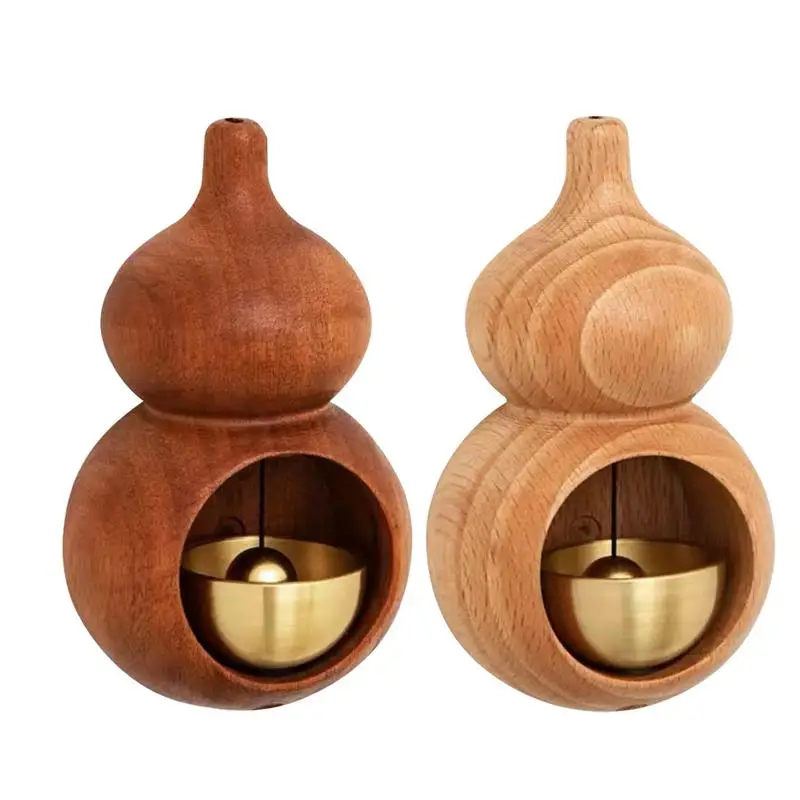 Wooden Magnetic Doorbell Shopkeepers Bell Gourd Shape With Crisp Sound Entry Gate Chime Brass Bell Wind Chime Decorative Welcome