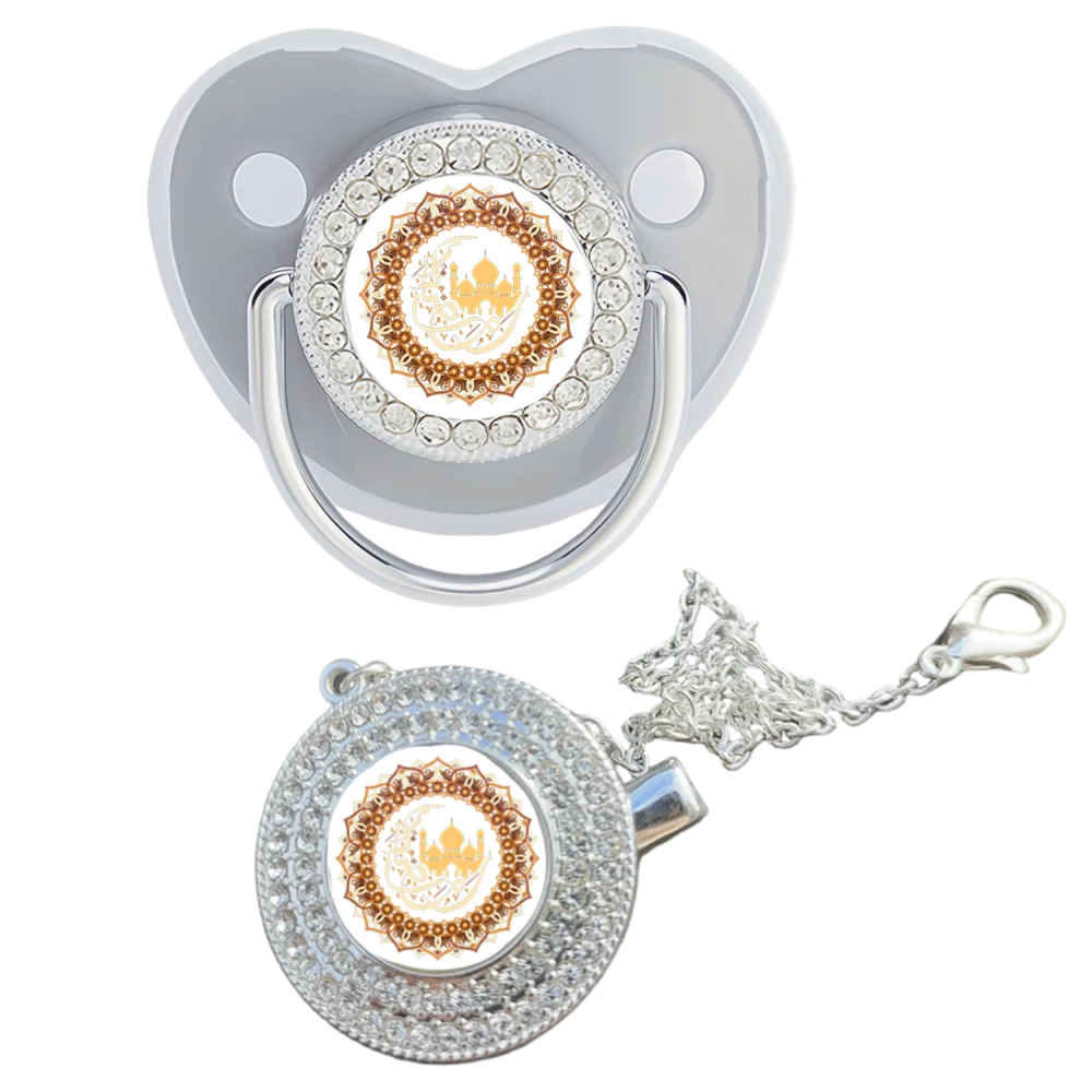 Muslin Print Silicone Newborn Pacifier Holder Clip Soother Calm Comfort Teething Chew Mouthing Baby Gift