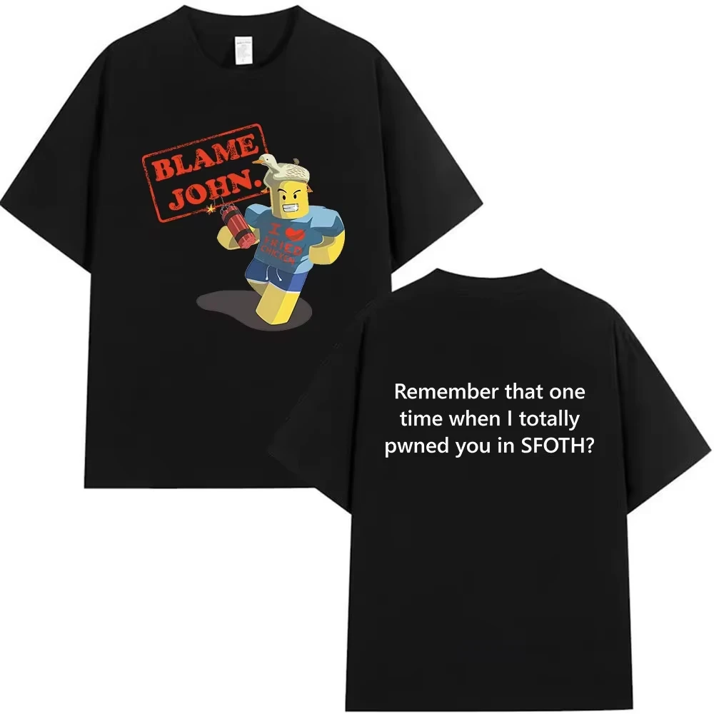 Lustiges Blame John Meme T-Shirt mit Shedletsky Forsaken Aufdruck, Kurzarm-T-Shirts für Männer und Frauen, Lässiges Baumwoll-T-Shirt von hoher Qualität – Detail 4