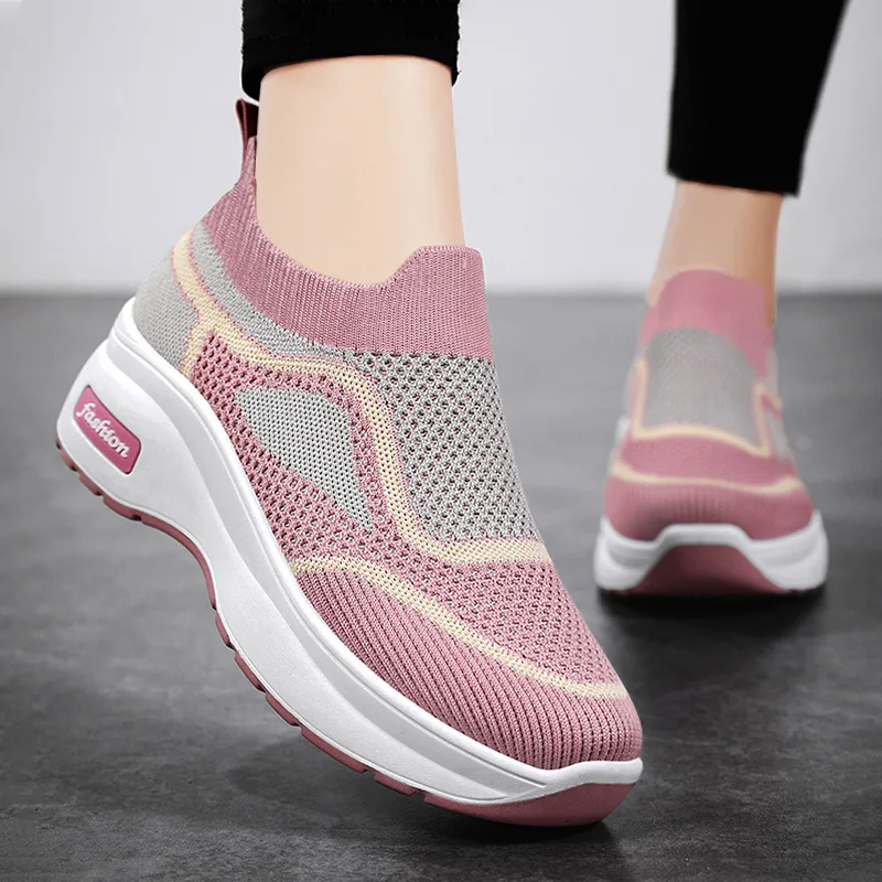 Fashion Shoes Woman Sneakers Mixed Colors Thick Sole Casual Shoes for Women 2024 New Mesh Breathable Women Shoe Zapatos De Mujer