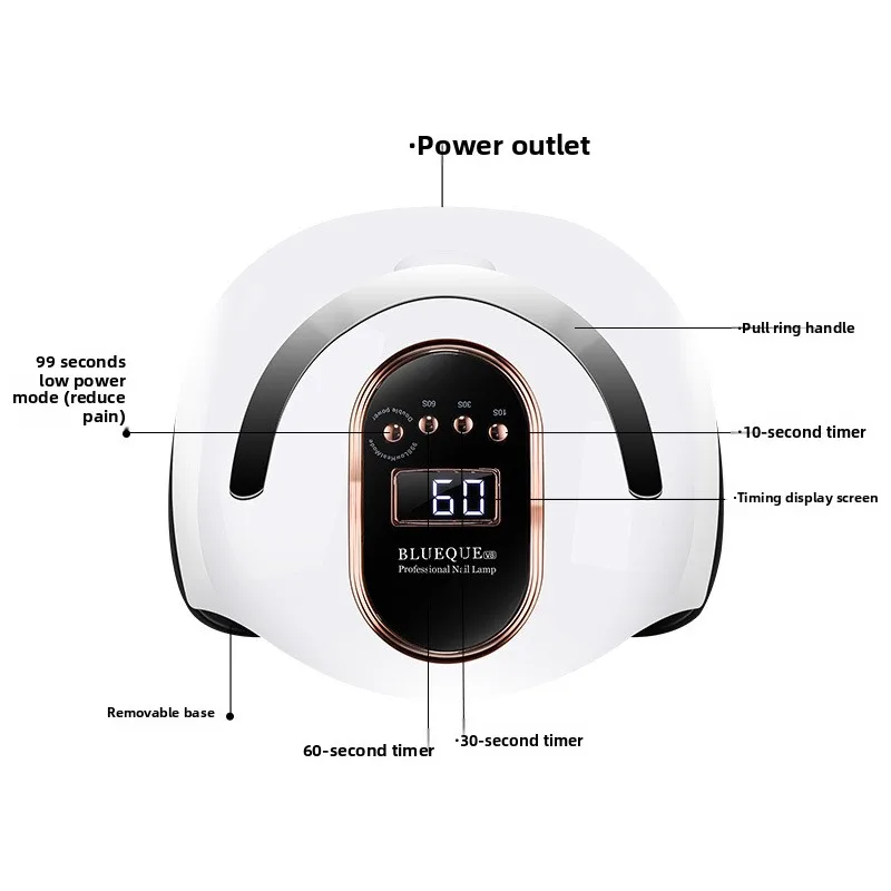 Nail Lamp 168w Uv Led Nail Dryer Smart Sensor Digital Display Portable Handle Gel Polish Curing Light