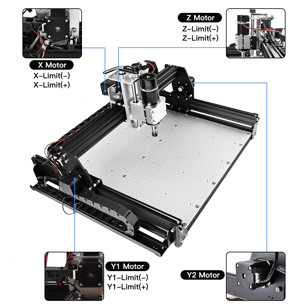 Milling Machine 500W Laser Engraving Machine Aluminum Table GRBL Control DIY Tools Cutting CNC Router for Wood Metal Pcb