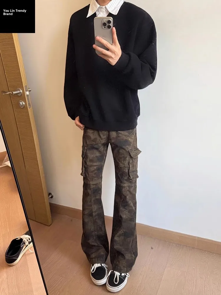 

Мужские джинсы American Vibe CleanFit Fce на осень-зиму, приталенные, прямые, с подкладкой, рабочие брюки, карго с высокой талией