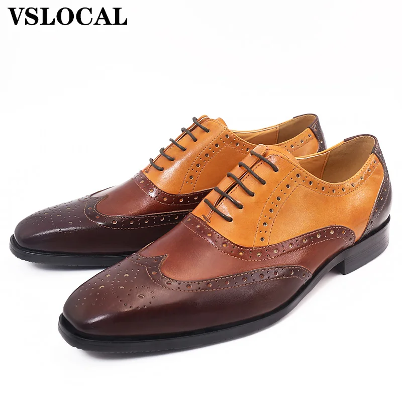 Luxury Brand Men Oxford Shoes Lace Up Casual Mens Dress Shoes Mixed Colors Wedding Banquet Elegant Leather Shoes For Men