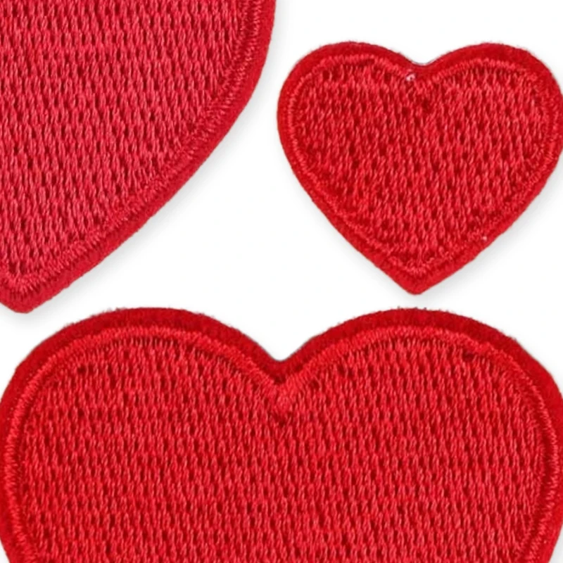 4 Stück rote Herz-Aufnäher in großer und kleiner Größe für Kleidung, Kinder, Mädchen, zum Aufbügeln, bestickte Jacken-Aufnäher, Stoffpackung, DIY-Näh-Aufkleber – Detail 4