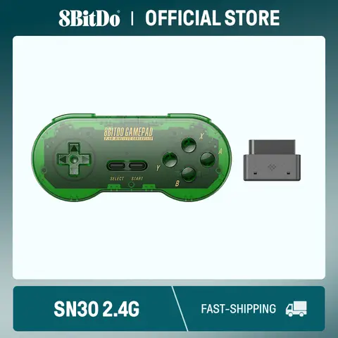 8BitDo SN30 2.4G 무선 게임패드, 오리지널 SNES/SFC (옥 그린)