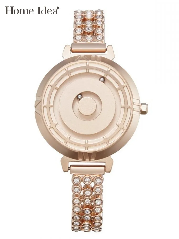 Elegant Women Shiny Diamonds Magnetic Beads Quartz Watch Office Work Wristwatch Fashion Women Party Accessory Watches