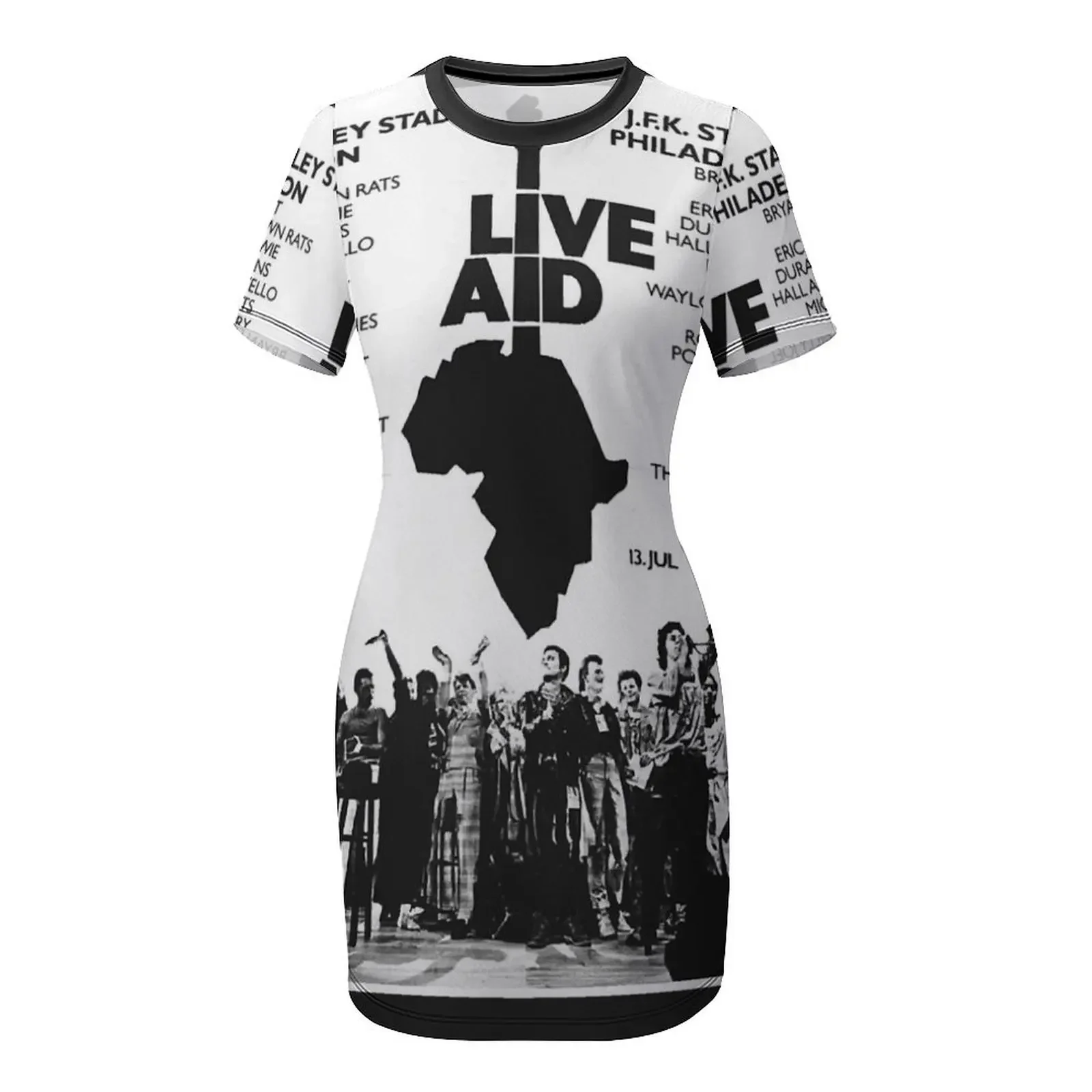 Live Aid-Robe à manches courtes pour femme, t-shirt classique, costume d'été, 2024