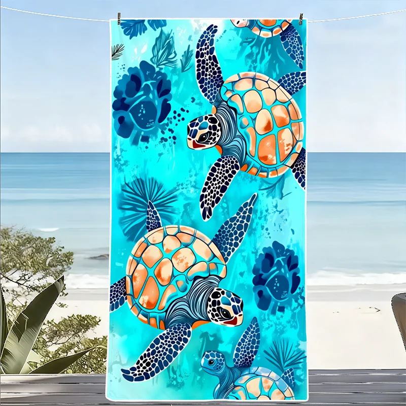 1 toalla de playa Coral Turtle, toalla de playa ligera y súper absorbente, toalla de secado rápido sin arena, microfibra suave, adecuada para diversos entornos como playa, piscina, gimnasio, baño, camping y viajes.