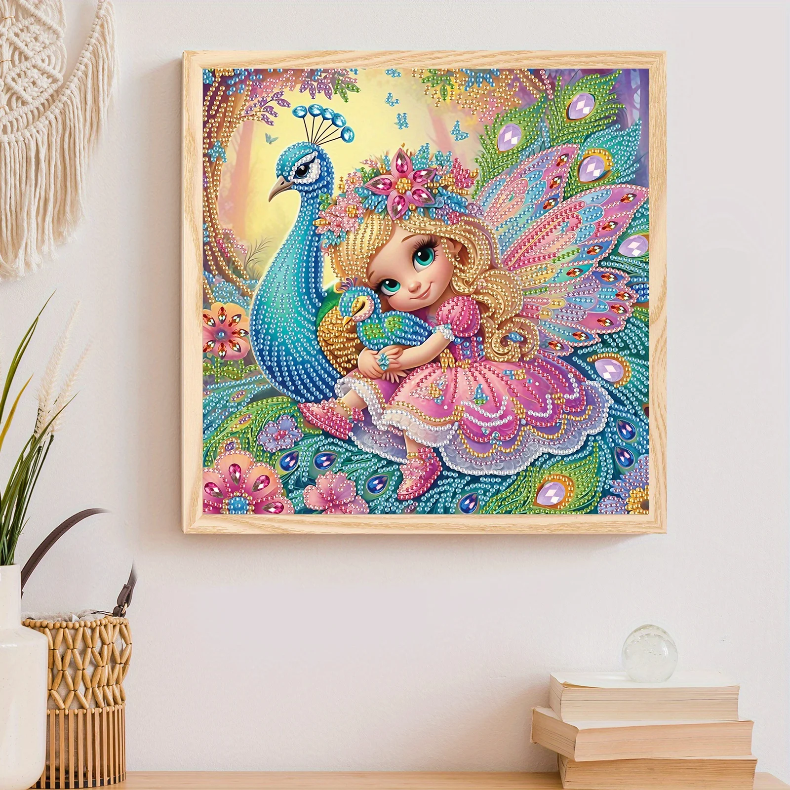DIY Girl and Peacock 5D Special Shape Diamond Art Kits for Beginners,Diamond Art Painting Kits for Home Wall Decoration Gift