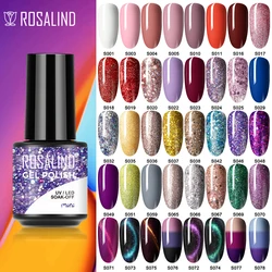 ROSALIND Glitter Nail Polish Semi Permanent All For Manicure Nails Art UV LED Hybrid Varnishes Base Top Coat Soff Off Gel Nail