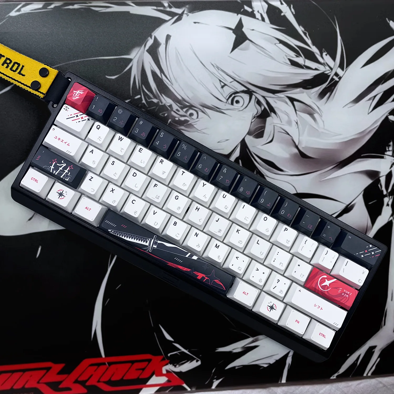 

Yuki Aim Keycaps PBT Thermal Sublimation Keycaps Japanese Anime Keycaps Cherry Profile Keyboard Accessories for Mad68/ez63