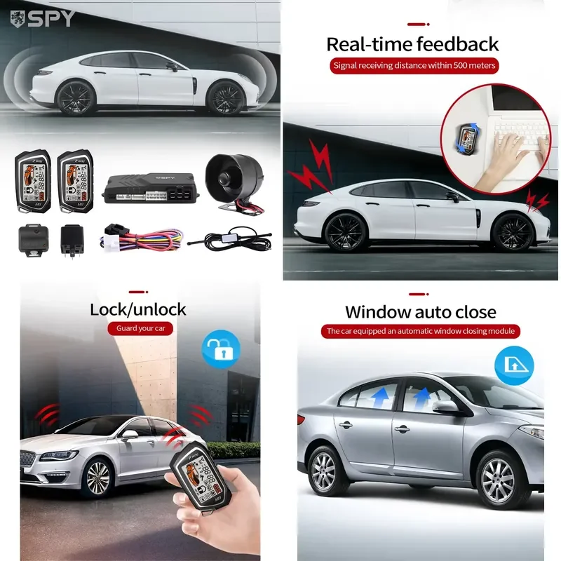 SPY Smart Phone Basic 2Way Shock Cyclone Car Alarm Nisan System Ultrasonic Sensor Frequency Scanner Car Door Sensor Alarm
