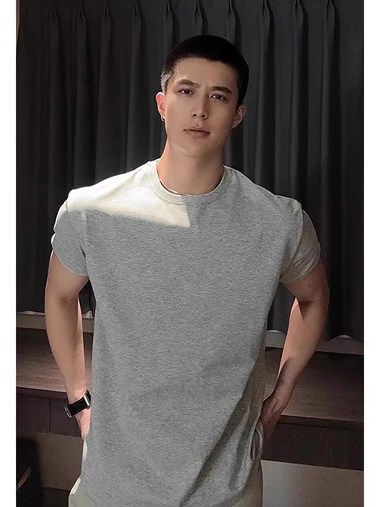 

ay Sport Fitn Cool Sensation oulder Enhancing T-irt Men's Summer ort Sve Cuffed Sve round Ne Casual Tee