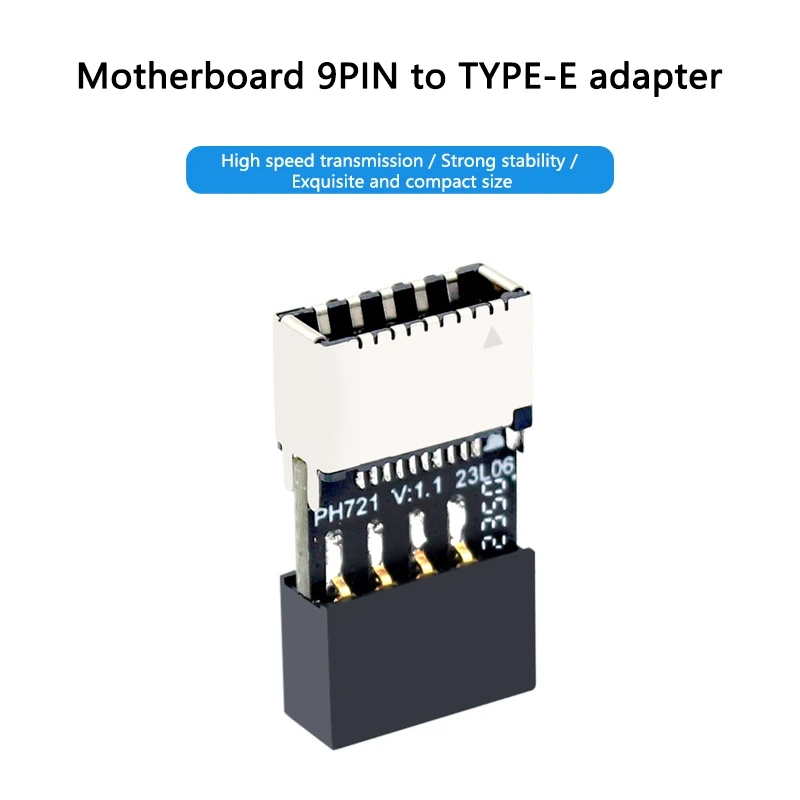 

USB 2.0 9-Pin Male to Type E Female Front Panel Socket to 9Pin Mainboard Header Extension Adapter Connector for Desktop PC