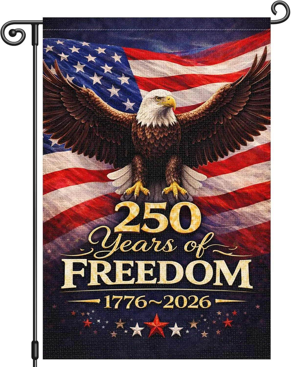 Heyfibro 250 Years of Freedom Garden Flag 12x18 Inch Double Sided 4th of July Bald Eagle Garden Flags 250th Anniversary Hous AAS
