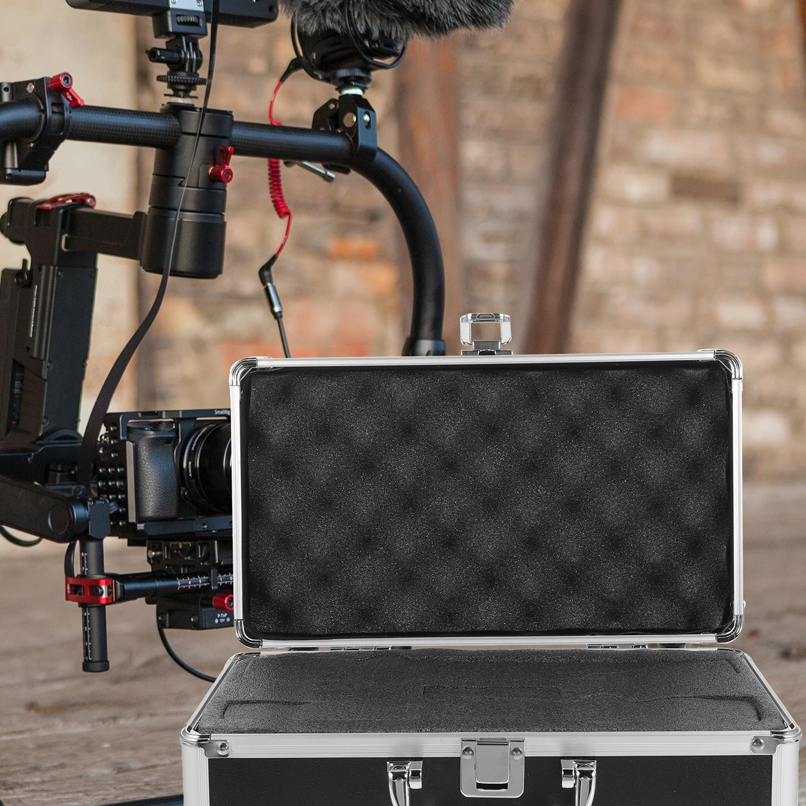 

Professional Microphone Case Handle Shockproof Padded Foam Storage Box for Wireless Handheld Mics Black Portable for Mic