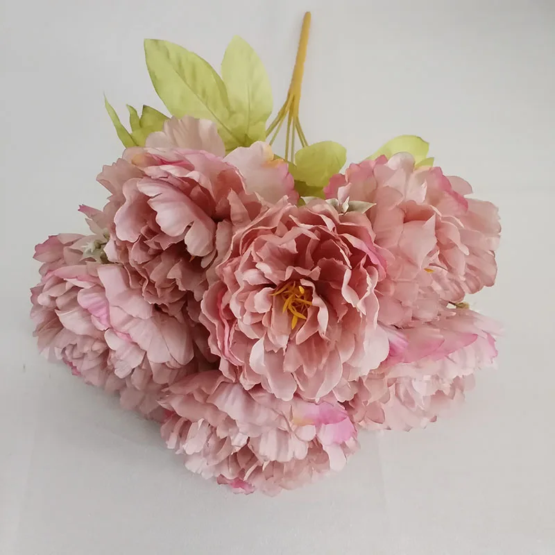 Kunstbloemen Pioenroos Vintage7-Head Zijden Bloemen voor Bruiloft Bureau Kamer Feestboeket Nep Bloemstukken Home Decor