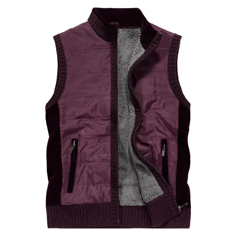 M-3XL Sleeveles Standing Collar Sweater Vest Polyester Fabric Plus Velvet Outdoor Warm Comfortable Unisex Hiking Camping Clothes