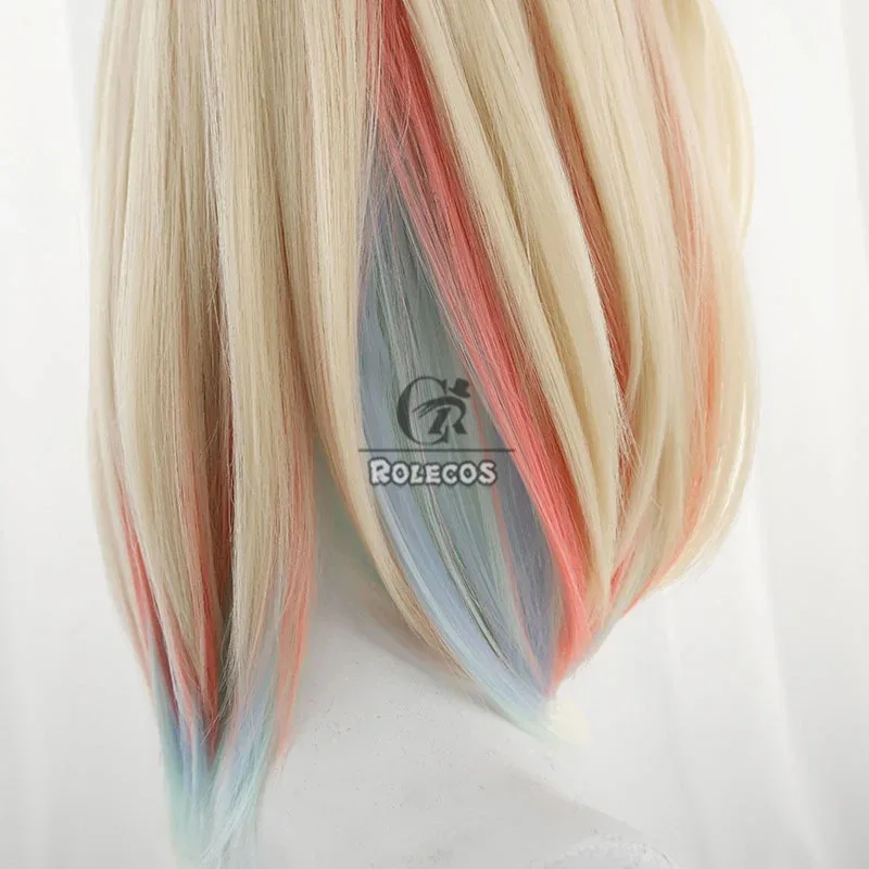 ROLECOS لوكس تأثيري الباروكات لعبة LOL Elementalist لوكس 40 سنتيمتر طويل مستقيم شقراء مختلط اللون شعر مستعار مقاومة للحرارة الشعر الاصطناعية