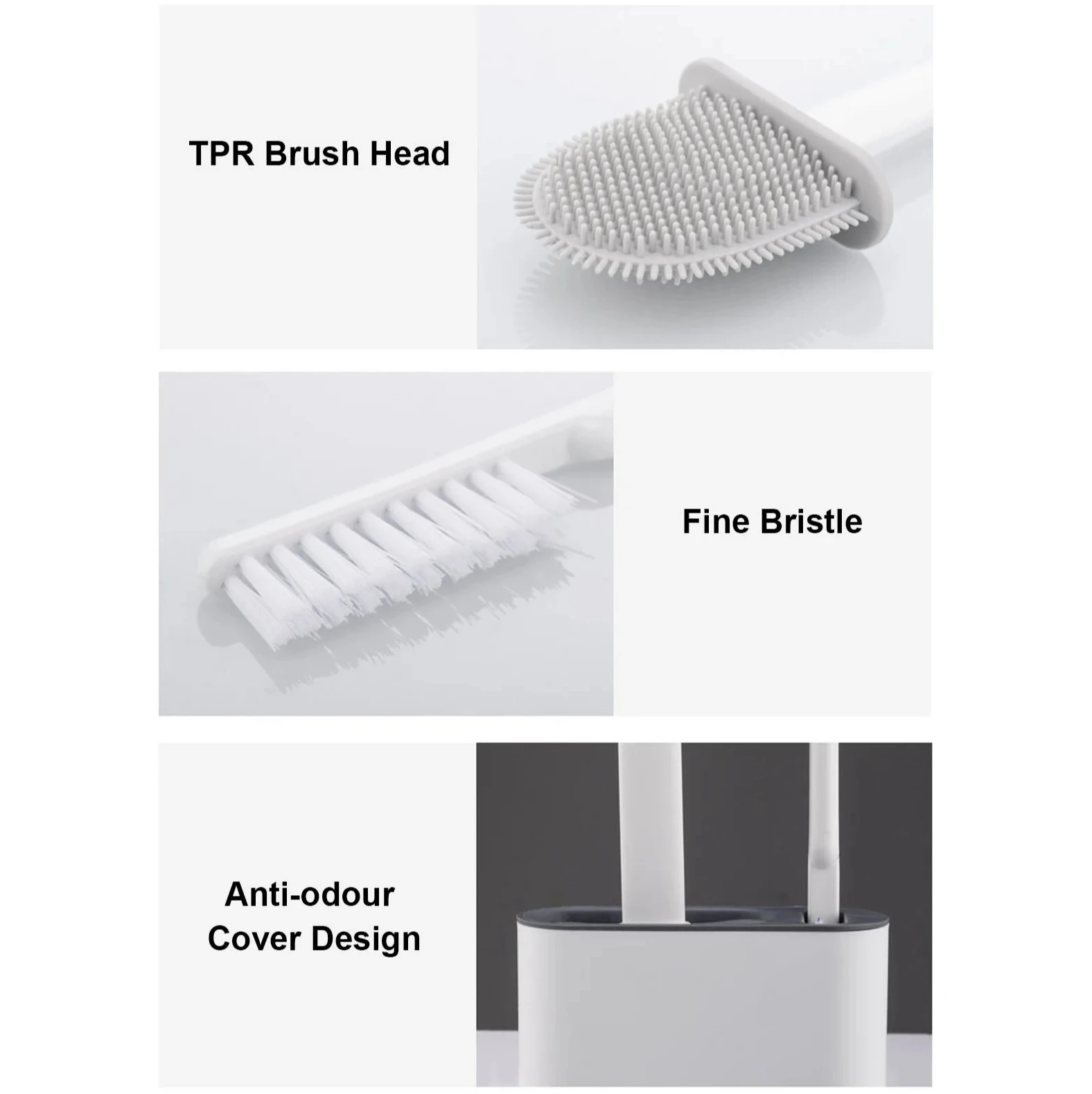 Bathroom Accessories Wall Hanging Toilet Brush with Holder Long Handled Silicone Toilet Brush Soft Bristles WC Cleaning Brush