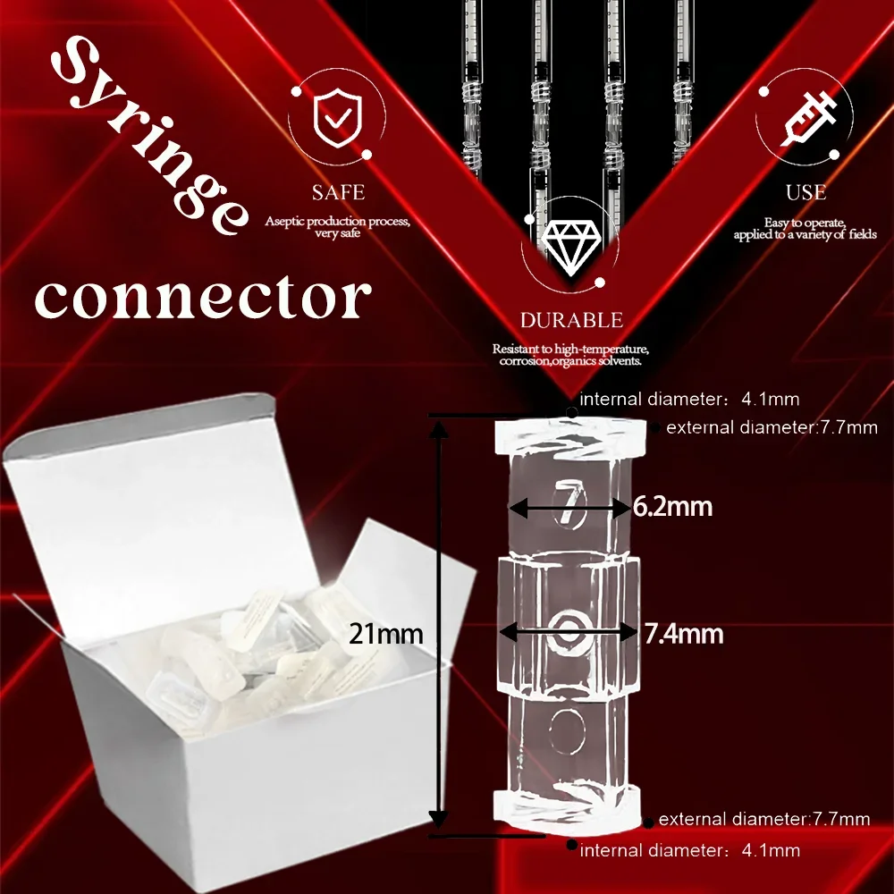 50/100/200 Units Luer Double Male Luer Connecting Syringe Sterile Transparent For Pneumatic Parts Leak Proof Luer Connector