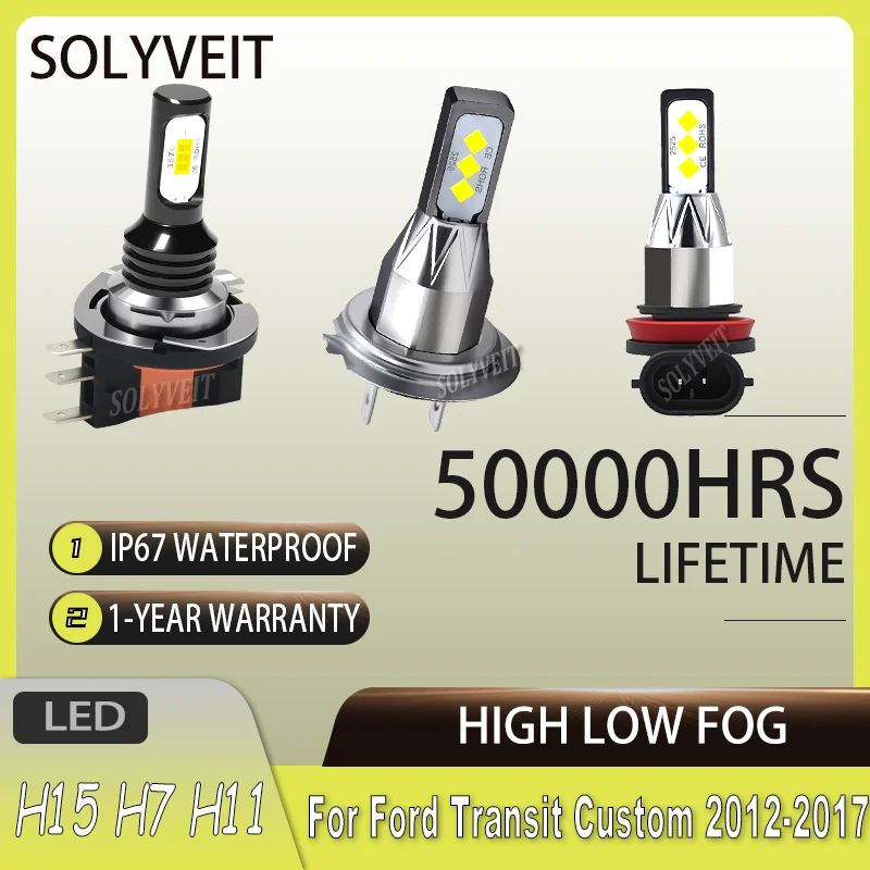 

Tool-Less Setup Night Safety H15 H7 H11 HIGH LOW FOG LED Headlihts DRL For Ford Transit Custom 2012 2013 2014 2015 2016 2017