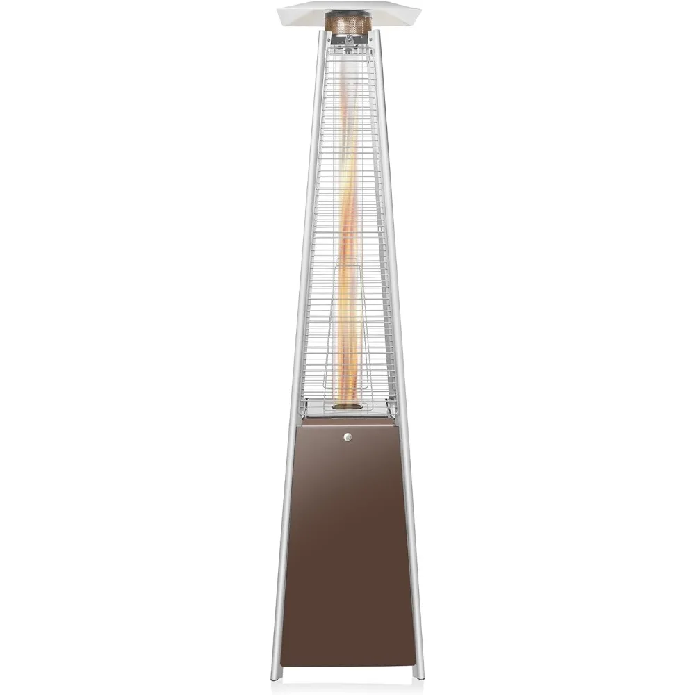 

Outdoor Propane Patio Heater with Wheels, Mocha - Modern Dancing Flame, Commercial & Residential, Uses Standard 20lb LP Gas Tank