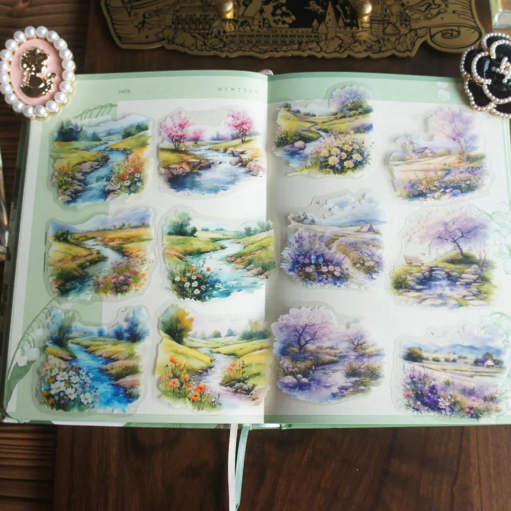 28pcs Small Stream in The Forest Style PVC Sticker Scrapbooking DIY Gift Packing Label Decoration Tag