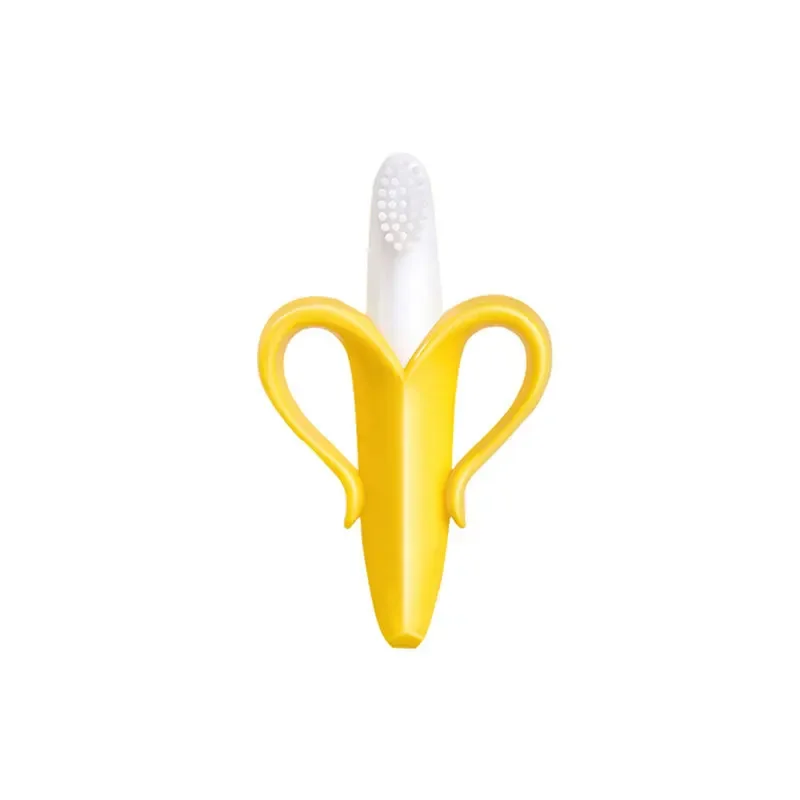 Baby Silicone Banana Shape Safe Training Toothbrush BPA Free Banana Teething Ring Silicone Chew Dental Care Toot