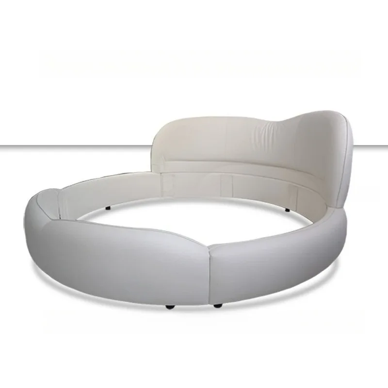 Leather soft bag Cream wind soft bag Bed frame with ambient light Designer theme hotel bed