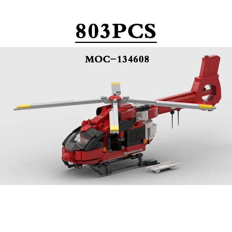 

MOC-134608 спасательный вертолет, маленькие гранулы, 803 шт., детские строительные блоки, игрушки для мальчиков, подарок на день рождения, рождественские игрушки, подарки